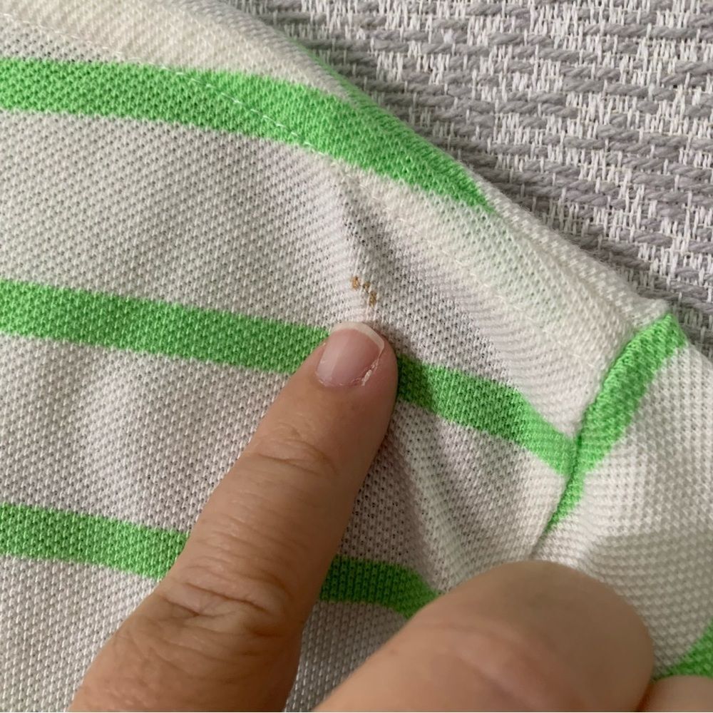 POLO by RALPH LAUREN Men's Short Sleeve Green & White Stripe Polo Shirt Med #970 - Picture 6 of 9